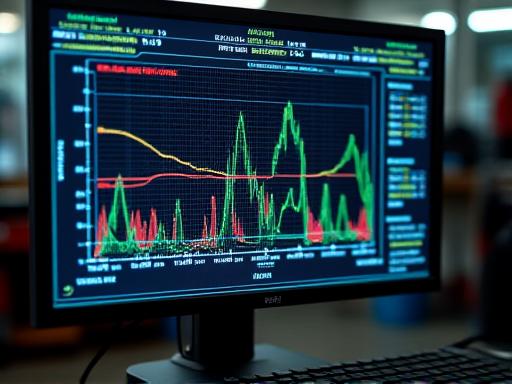 Dyno graph displayed on a computer monitor showing power curves